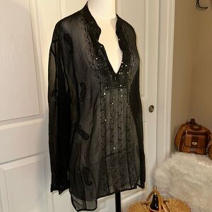 Sequin Sheet top/swimsuit cover up label removed. Size Large EUC